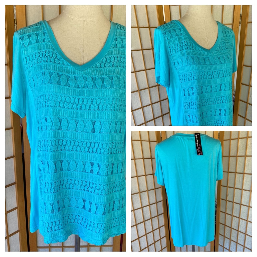 Peck & Peck Lace Stretch Top SZ XL NWT
